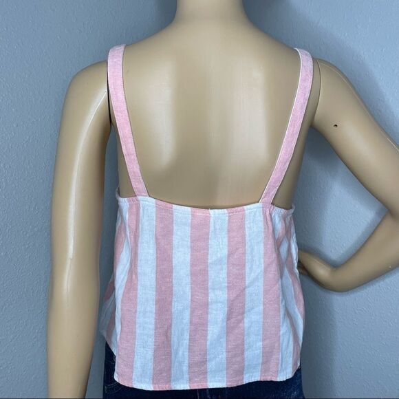 Abound Peach / Pink and White Vertical Striped Cropped Tank Size Small - Picture 6 of 11